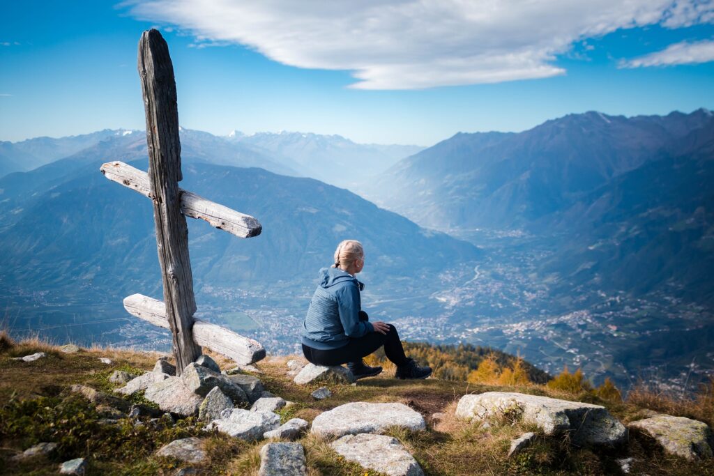 woman on mountain top